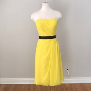 Val Stefani Yellow Strapless belted Dress